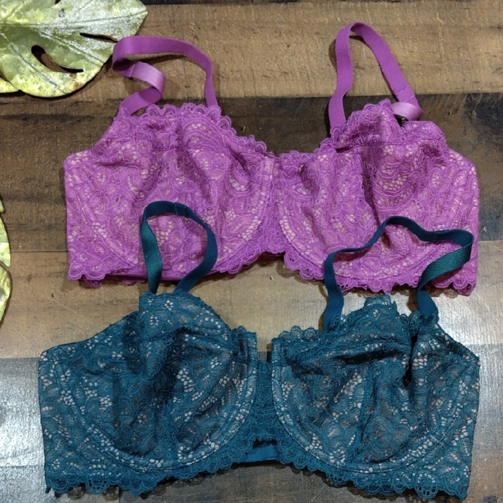 Soma Unlined Balconette Set in Magenta and Teal Size 36DD